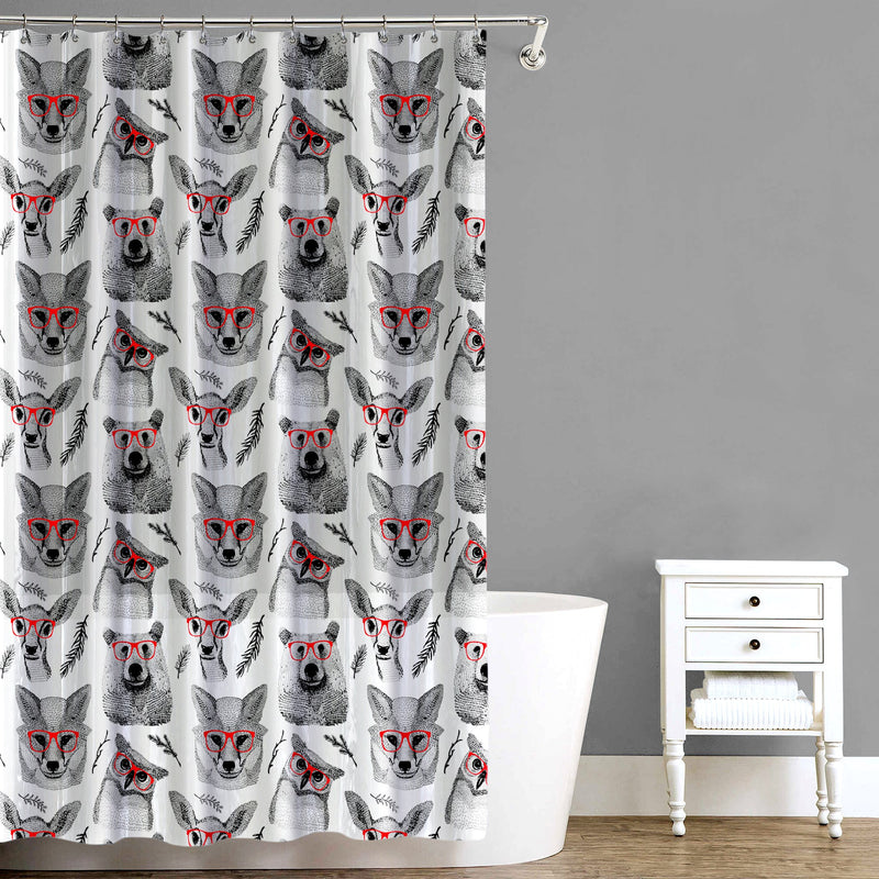 Splash Home PEVA 5G Woodland Creatures Shower curtain Liner Design for Bathroom Showers and Bathtubs - Free of PVC Chlorine and Chemical Smell - Eco-Friendly - 100% Waterproof, 72 X 70 inch - Red - NewNest Australia