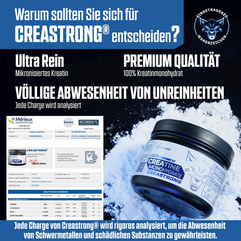 Creatine Monohydrate 100% Pure Creastrong, Patent Trademark From Vitastrong, Creatine Monohydrate Powder With Optimal Solubility, Creatine Powder, Micronized Creatine Powder - NewNest Australia