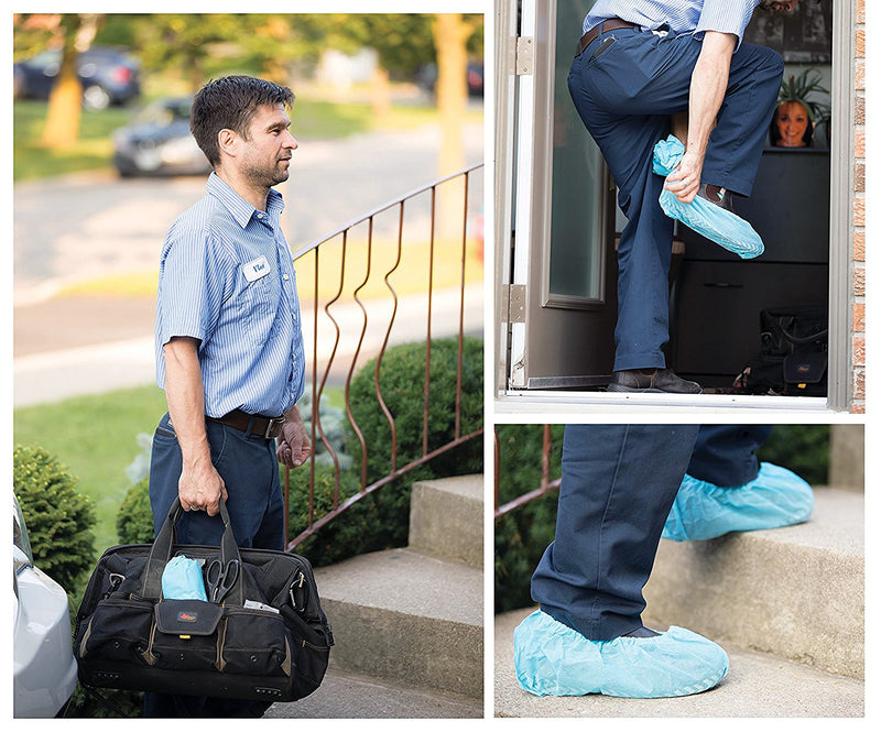G & F Products - 13033 Premium 100 Pack (50 Pairs ) Disposable Boot & Shoe Covers Slip - Resistant fits up to size 11 US Men and 13 US Women, Blue, Large Slip-resistant Large 100 Pack - NewNest Australia