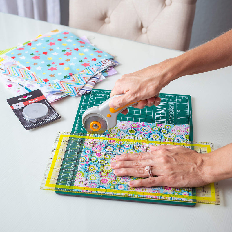 WA Portman Rotary Cutter Set & Cutting Mat for Sewing - 45mm Rotary Cutter for Fabric & 5 Blades - 9x12 Inch Fabric Cutting Mat - 6x12 Inch Acrylic Ruler for Cutting Fabric - Rotary Cutter and Mat Set - NewNest Australia