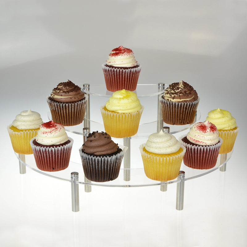 NewNest Australia - MyGift 3-Piece Set Clear Acrylic Half Moon Server Cupcake Dessert Display Stand, Tabletop Collectible Showcase Risers Clear 3-piece Set 