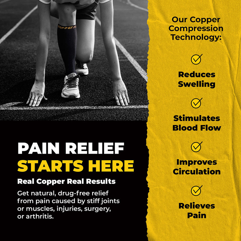 Copper Compression Socks for Women & Men - Diabetic Socks, Improves Circulation, Reduces Swelling & Pain - For Nurses, Running, & Everyday Use - Copper Infused Nylon By CopperJoint (Small - Medium) Small-Medium - NewNest Australia