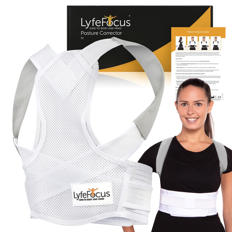 LyfeFocus S1 Premium Invisible Breathable Back Posture Corrector for Men & Women - Upper Back Support Brace & Straightener - Effective Posture Correction for Neck, Shoulder & Back Pain (White, Medium) White M (Pack of 1) - NewNest Australia