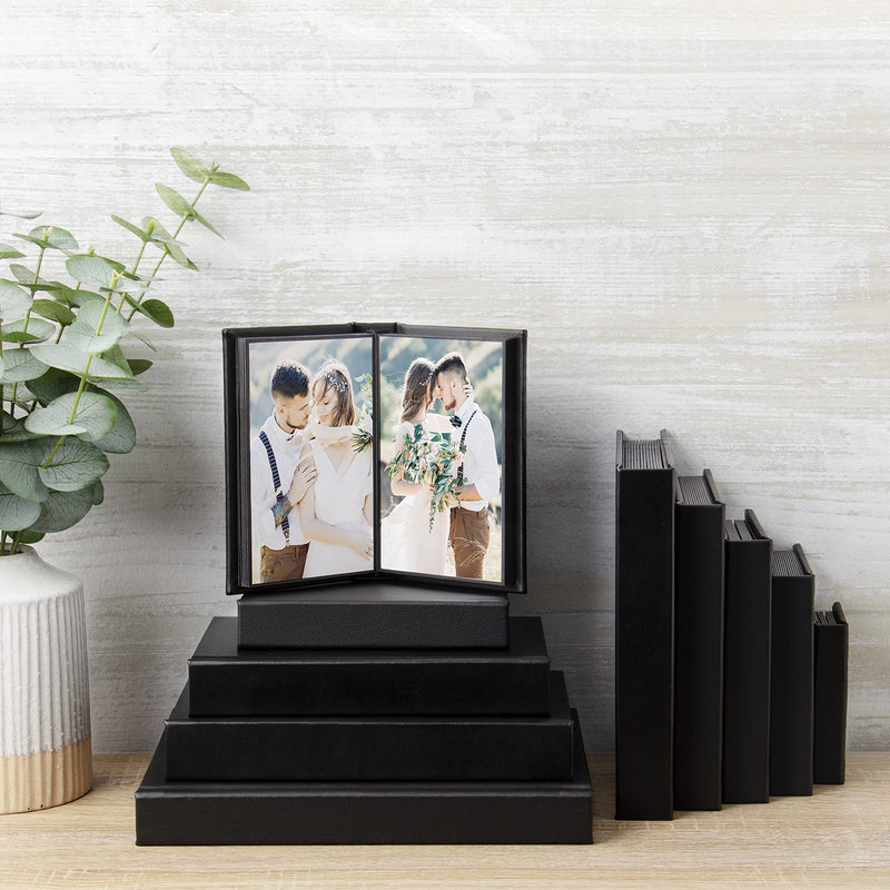 2.5" x 3.5" Black Leather Self-Stick Photo Album 2.5" x 3.5" - NewNest Australia