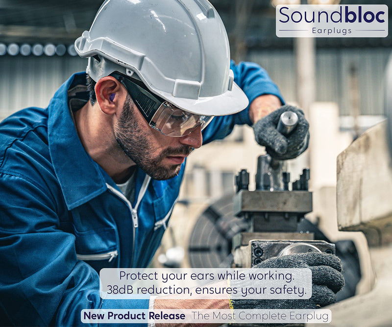 Soundbloc™ Thermo Foam Earplugs - 60 Pairs - 38dB - High Noise Cancelling Ear Plug, Foam Ear Plugs for Sleeping, Travelling, Working, Protection, Motorsports Size M/L Medium - Large - NewNest Australia