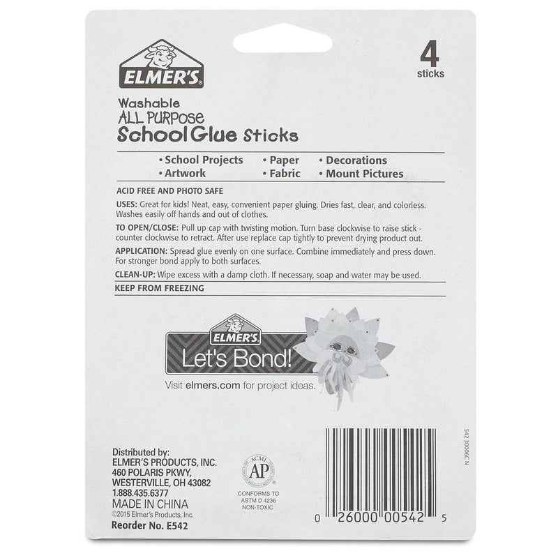 Elmer's All Purpose School Glue Sticks, Clear, Washable, 4 Pack, 0.24-ounce sticks Standard Stick 4 Count - NewNest Australia