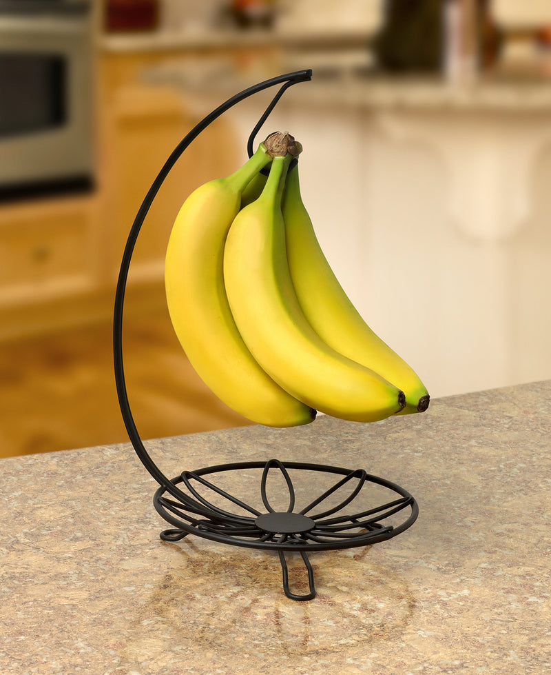 NewNest Australia - Spectrum Diversified Sits on Bars & Tables, Black Leaf Holder, Countertop Tree, Banana Hanger & Small Tray for Fruit, Vegetables, Produce, and Snack Storage 