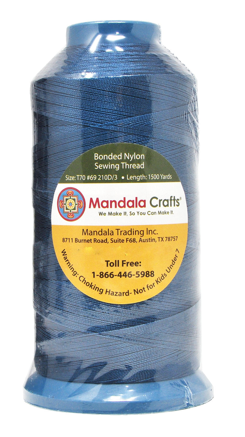 Mandala Crafts Bonded Nylon Thread for Sewing Leather, Upholstery, Jeans and Weaving Hair; Heavy-Duty; 1500 Yards Size 69 T70 (Airforce Blue) Airforce Blue - NewNest Australia