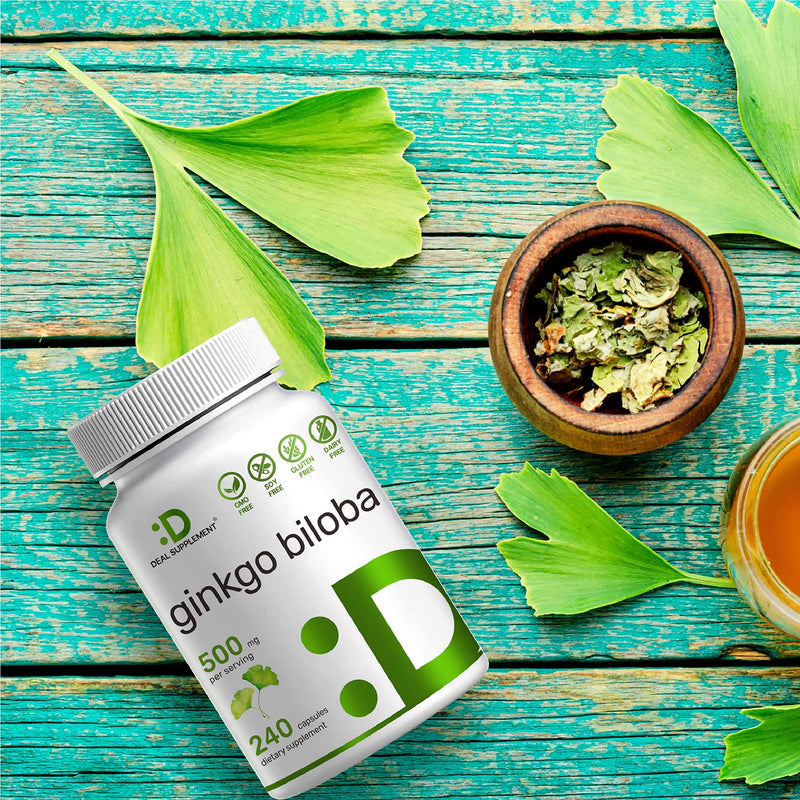 Ginkgo Biloba 500mg Per Serving, 240 Capsules, 4 Months Supply, Grown in Northern Asia | Extra Strength, Promotes Brain Function, Supports Memory & Concentration - NewNest Australia
