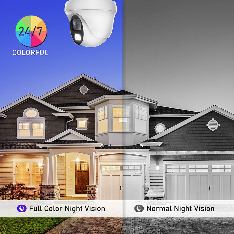 5MP Lite/ 2MP 24/7 Full-Color HD TVI/CVI/AHD/CVI Turret Dome CCTV Security Camera, Indoor Outdoor Color Night Vision Waterproof Analog Surveillance Camera 2.8mm Lens - NewNest Australia