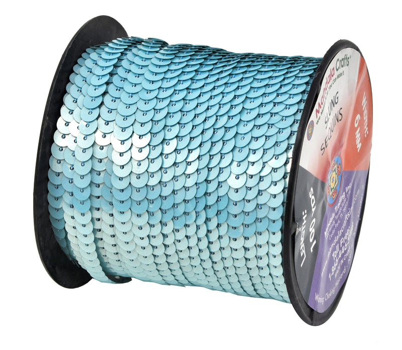 Mandala Crafts Flat Sequin Strip Trim on Strings for Crafts, Fringe, and Sewing; Aquamarine 6mm 100 Yard Roll 6mm 100 Yards - NewNest Australia