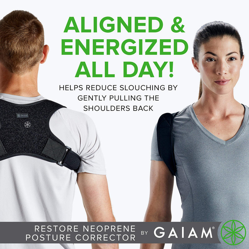 Gaiam Restore Posture Corrector for Women & Men - Neoprene Back Straightener Adjustable Straps Compact Brace Support for Clavicle, Neck, Shoulder, Invisible Pain Relief - NewNest Australia