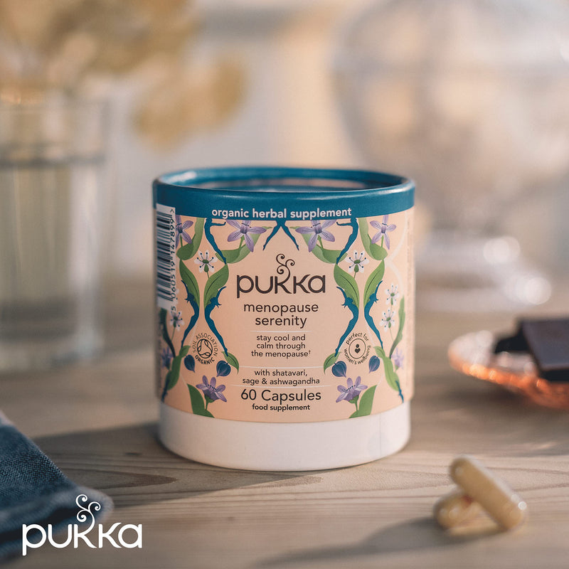 Pukka Herbs | Menopause Serenity Organic Herbal Supplement | Shatavari, Ashwagandha and Turmeric | Perfect for Women's Wellbeing During Menopause | Contains Iodine | 60 Capsules | 1 Month Supply - NewNest Australia