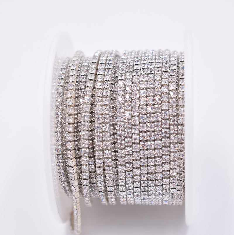 Art&Beauty11 Yards Crystal Rhinestone Close Chain Trimming Claw Chain Jewelry Crafts DIY (2mm Golden) - NewNest Australia