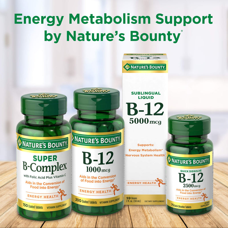 Nature's Bounty B-12 5000 mcg Sublingual Liquid Energy Health,2 Fl Oz (1 Count) 3 Pack - NewNest Australia