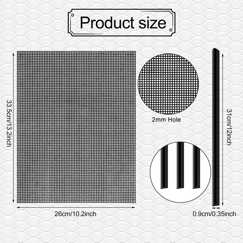 4 Pieces Plastic Mesh Sheets for Embroidery Black Mesh Fish Tank Divider Screen Craft Mesh 10 Pieces Binding Bars Sliding Bars for Embroidery Crafting Knit and Crochet Projects - NewNest Australia