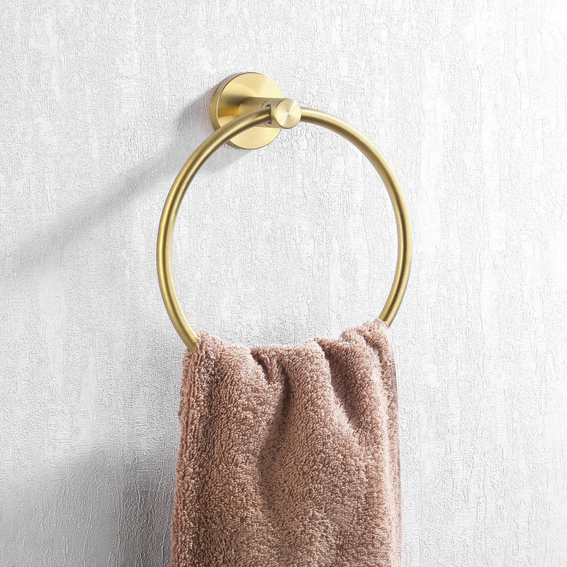 KES Brushed Gold Towel Ring Bathroom Hand Towel Holder Round Wall Mount SUS 304 Stainless Steel Brushed Brass Finish, A2180DG-BZ Standard Size - NewNest Australia