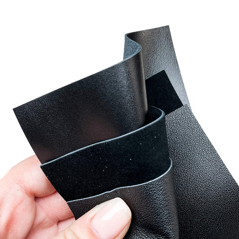 Black Leather Fabric for Crafts: 3 Sheepskin Sheets of Black Suede and Black Lambskin Leather Hides 5x5IN/ 12x12cm - NewNest Australia