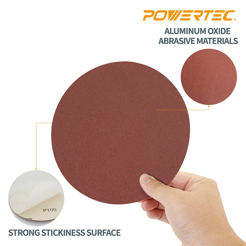 POWERTEC 110580 9-Inch PSA 80 Grit Aluminum Oxide Adhesive Sanding Disc, 10-Pack - NewNest Australia