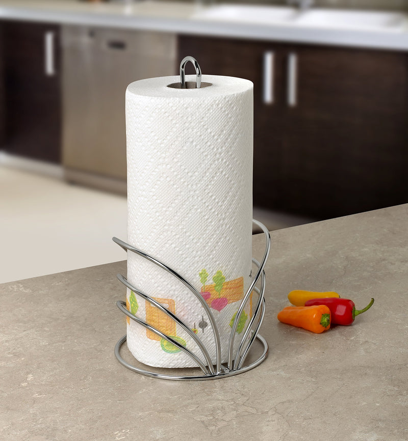 NewNest Australia - Spectrum Diversified Flower Paper Towel Holder Roll Dispenser Stand for Kitchen Countertop & Dining Room Table, Chrome 