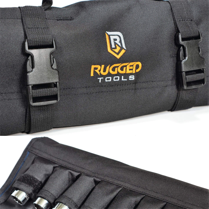 32 Pocket Tool Roll Organizer - Wrench Organizer & Tool Pouch - Wrench Roll Includes Pouches for 10 Sockets - Roll Up Tool Bag for Electrician, HVAC, Plumber, Carpenter or Mechanic - From Rugged Tool - NewNest Australia