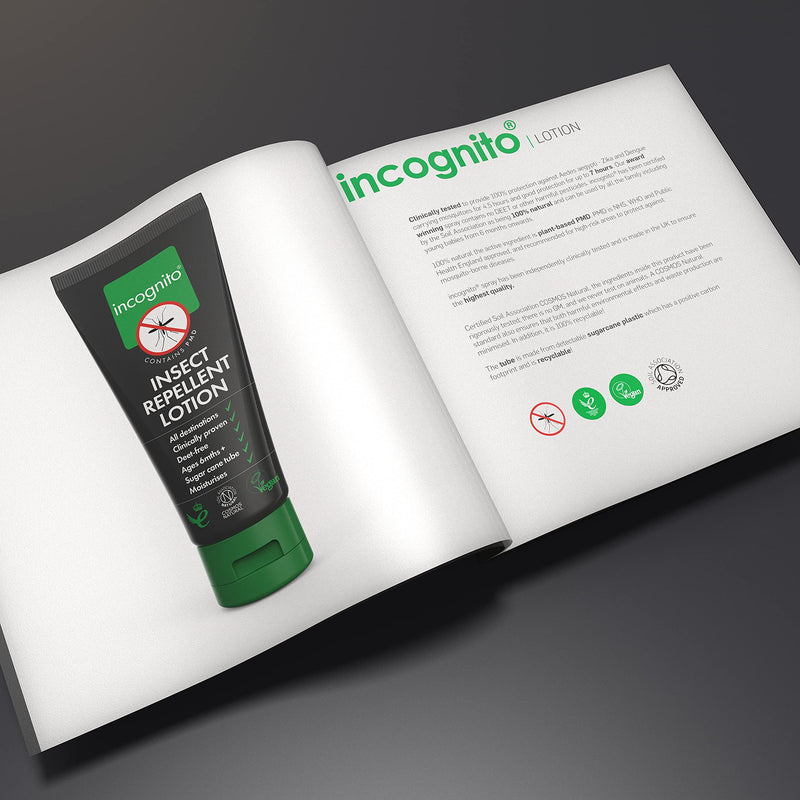 Incognito Insect Repellent Lotion 100 ml - Protects For Up To 7 Hours - Natural, DEET free formula - Insect Repellent & Moisturiser For Soft Protected Skin - Travel Friendly Organic Mosquito Repellent - NewNest Australia