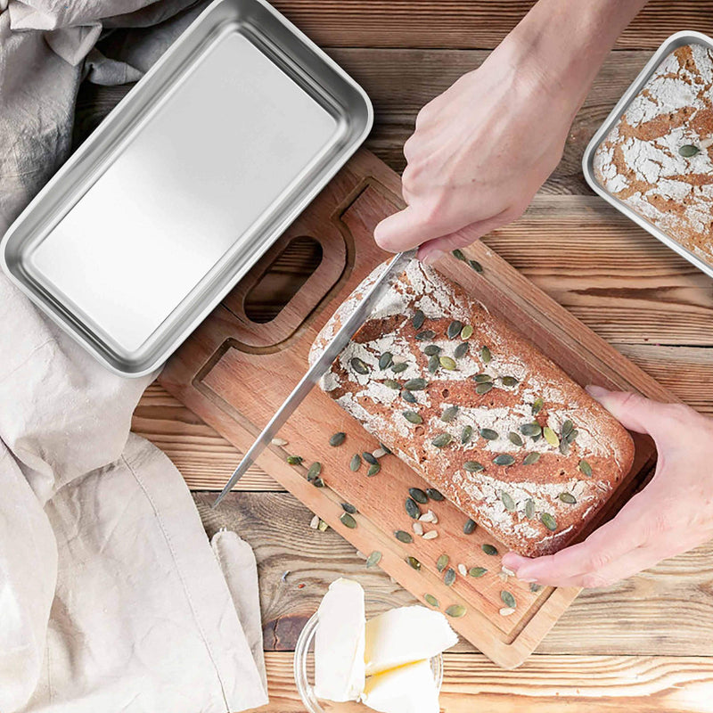 NewNest Australia - TeamFar Loaf Pans for Baking Bread, 9¼" × 5" Bread Loaf Pan Meatloaf Pan Stainless Steel for Home Kitchen, Healthy & Durable, Oven & Dishwasher Safe - Set of 2 