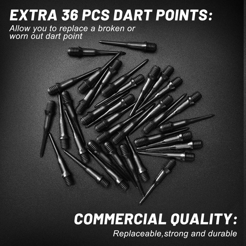 Accmor 12 Pcs Darts Plastic Tip, Soft Tip Darts Set, 14g Plastic Tipped Dart, Attach Extra 36 Black 2BA Replacement Tips, Soft Tip Darts for Electronic/Plastic Dartboard Red, Blue, Green-Stripes - NewNest Australia