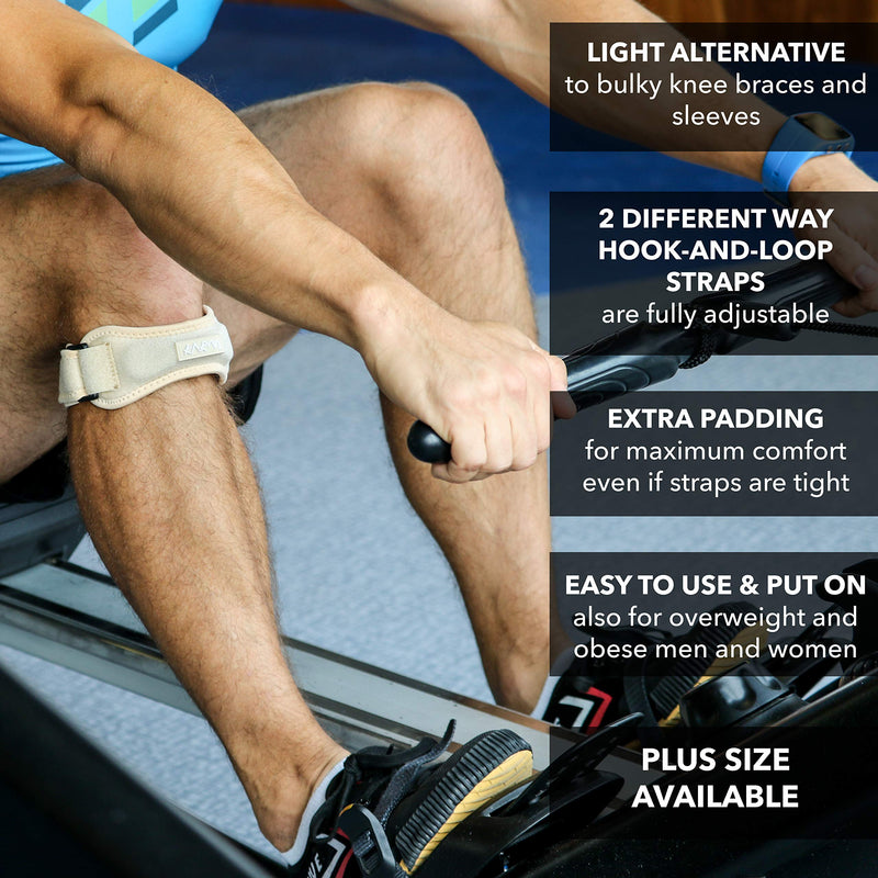 Patella Knee Strap Support Stabilizer & Plus Size Jumpers Knee Band - Patella Tendon Strap for Osgood Schlatter, Running, Patellar Tendonitis, Meniscus Tear, Women, Men, Youth Nude Beige (Single) Plus Size (2XL/3XL/4XL/5XL/6XL) - NewNest Australia