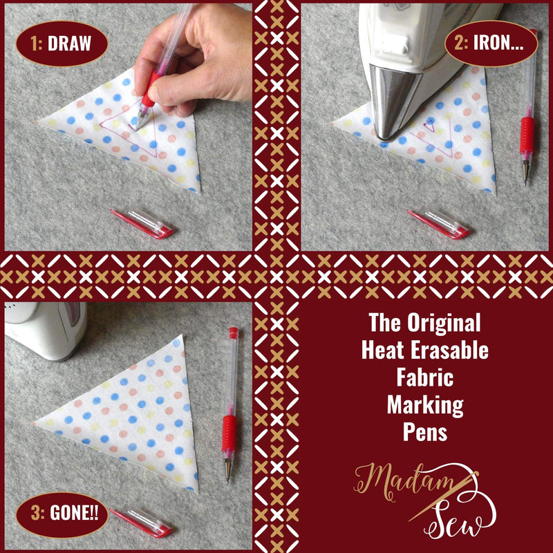 Madam Sew Heat Erasable Fabric Marking Pens with 4 Refills for Quilting, Sewing and Dressmaking (4 Piece Set) - NewNest Australia