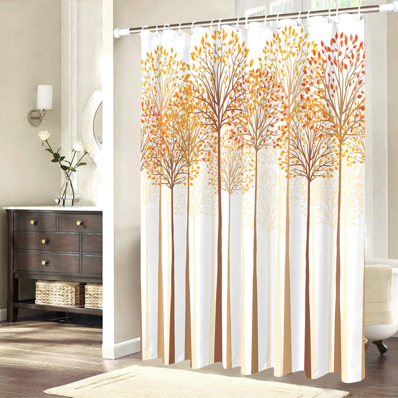 Tititex Abstract Style Shower Curtain, Autumn Trees Branches and Leaves Waterproof Polyester Bathtub Shower Curtain for Bathroom with 12 Hooks, 69"x70"Inches - NewNest Australia