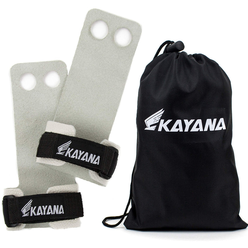 KAYANA 2 Hole Leather Gymnastics Hand Grips - Palm Protection and Wrist Support for Cross Training, Kettlebells, Pull ups, Weightlifting, Chin ups, Workout, & Exercise Youth White Small - NewNest Australia