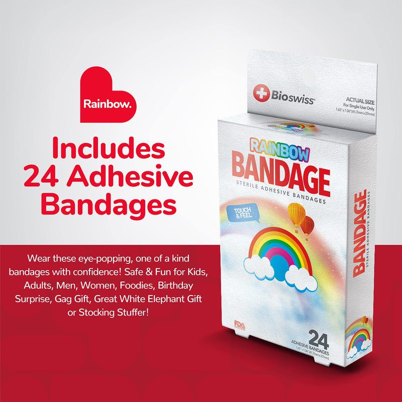 BioSwiss Kids Bandaids | 24pcs Self-Adhesive Sterile Unique Shaped Bandages Colorful Funny Cute Toddler Girls & Boys, Adults First Aid, Protect Scrapes and Cuts | Wellness for Everyone (Rainbow) Rainbow - NewNest Australia
