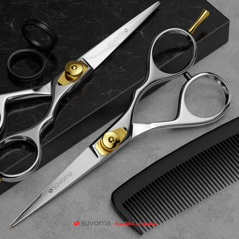 Suvorna Condor 5" Beard Scissors For Men, Moustache Scissors, Nose Hair, Facial & Body Hairdressing Scissors with tension adjustment. Razor Sharp, Serrated bottom edge cuts thickest of hairs easily. Polished Steel - NewNest Australia