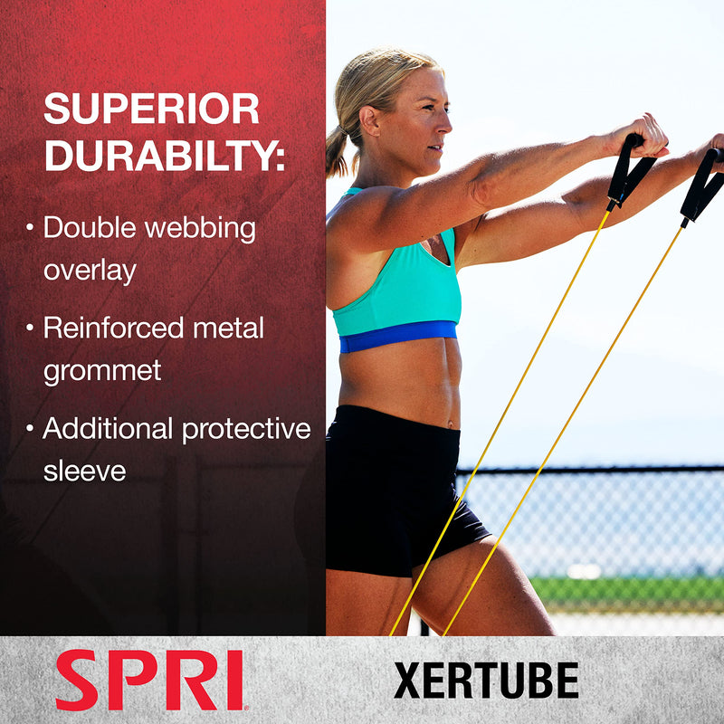 SPRI Xertube Resistance Bands with Handles – All Exercise Cords Sold Separately with Home Gym Fitness Door Anchor Attachment Option d) Heavy (Blue) With Door Attachment - NewNest Australia