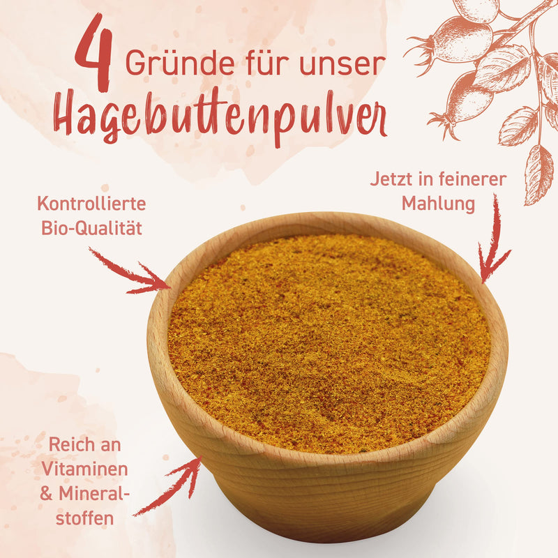 NaturaForte Organic Rosehip Powder 1kg - Natural raw food quality made from freshly ground rosehips - vegan & without artificial additives 1kg (pack of 1) - NewNest Australia