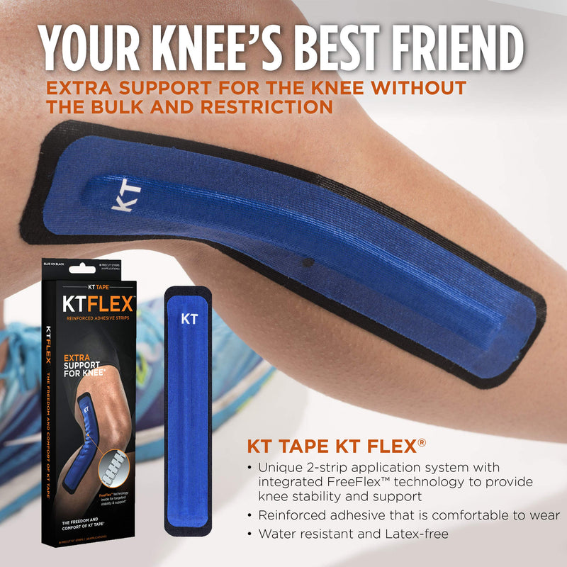 KT Tape KT Flex Reinforced Adhesive Strips for Knees, 8 Pre cut 10 inch Strips, Blue - NewNest Australia