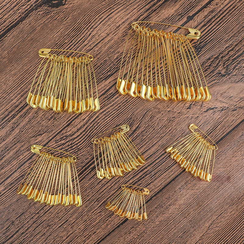 LUTER 250 Pieces 6 Sizes Safety Pins Large and Small Safety Pins Durable, Rust-Resistant for Art Craft Sewing Jewelry Making Home Office Use (Gold) - NewNest Australia