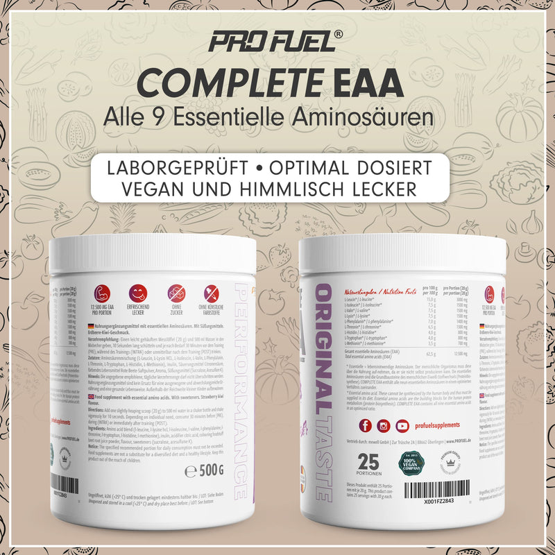 Eaa Powder 500 G Strawberry Kiwi - 12,500 Mg Essential Amino Acids - Incredibly Delicious & Refreshing - Complete Eaa With All 9 Eaas Including Histidine - Eaa Vegan Amino Acids Powder - Amino Workout Drink - NewNest Australia