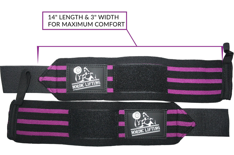 Nordic Lifting Wrist Wraps (2 Pairs/4 Wraps) 14" for Weightlifting | Cross Training | Powerlifting - for Women & Men - Improve Hand Strength & Support During Weight Lifting 1 Year Warranty Black/Pink & Black/Purple - NewNest Australia
