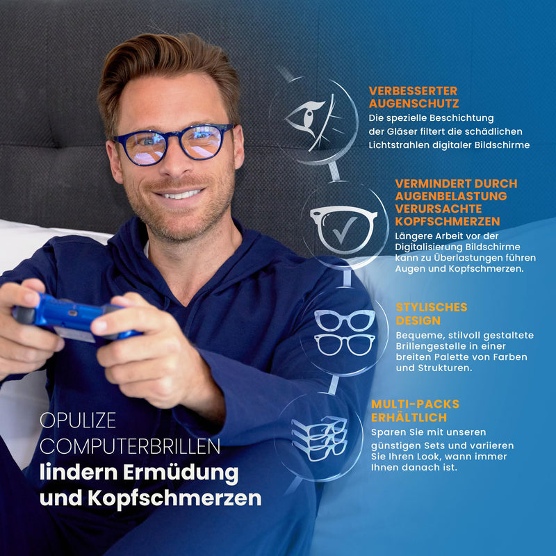 OPULIZE Met Glasses Blue Light Filter Pack of 3 Slim Round Frame Spring Hinges Improves Sleep Computer Glasses Gaming Anti-Reflective Black Brown Transparent Men Women BBB60-12C +0.00 +0.00 Diopter Black / Brown Dark Blue / Clear Black - NewNest Australia