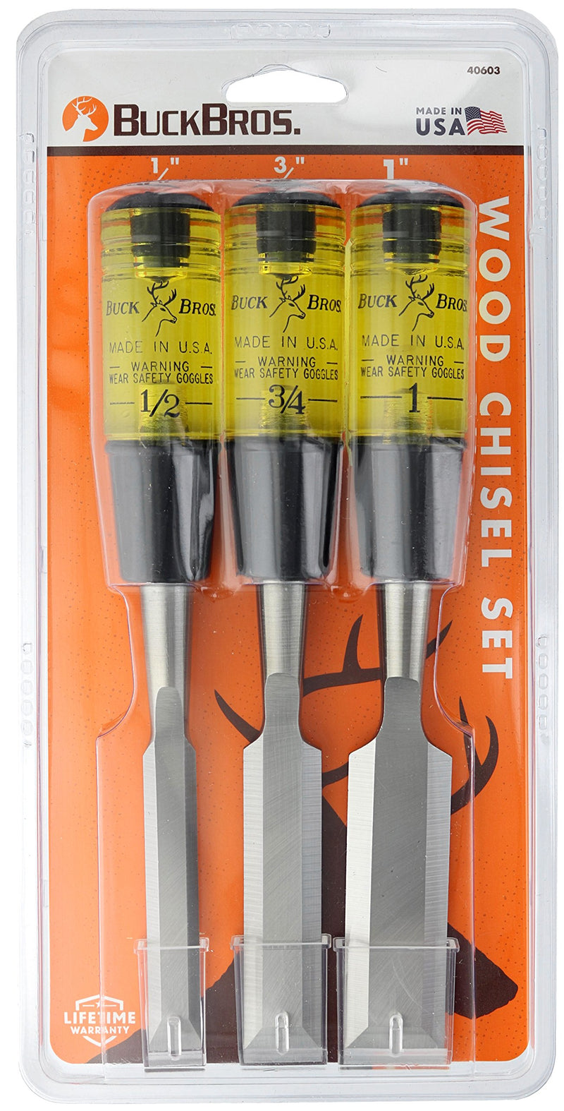 Buck Brothers 1201030 3-Piece Professional Wood Chisel Set, Acetate Handles, 1/2 Inch, 3/4 Inch, 1 Inch Chisels, Chisel Set Woodworking, Carving Wood - NewNest Australia