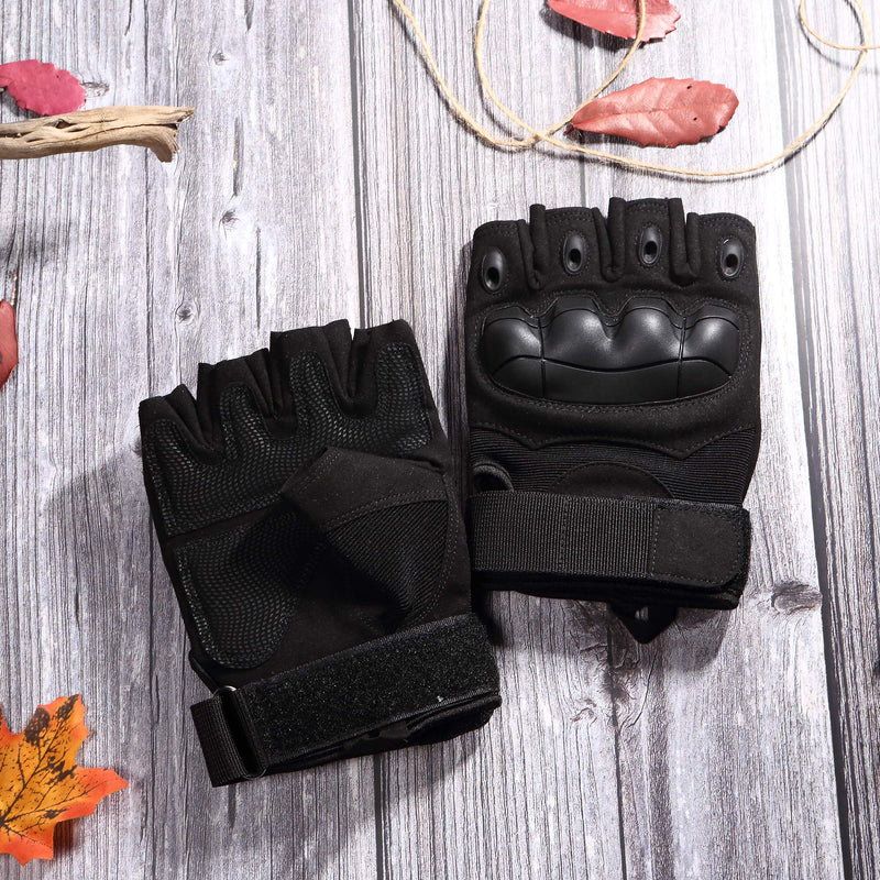 wtactful Tactical Fingerless Gloves for Motorbike Motorcycle Cycling Climbing Hiking Hunting Gloves Black Medium - NewNest Australia