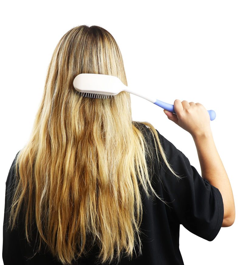 KMINA - Long Handled Hair Brush and Comb Set (Pack), Hair Brush for Elderly, Long Reach Hair Brush for Women and Men, Disability Hair Brush, Long Handled Comb for Disabled - NewNest Australia