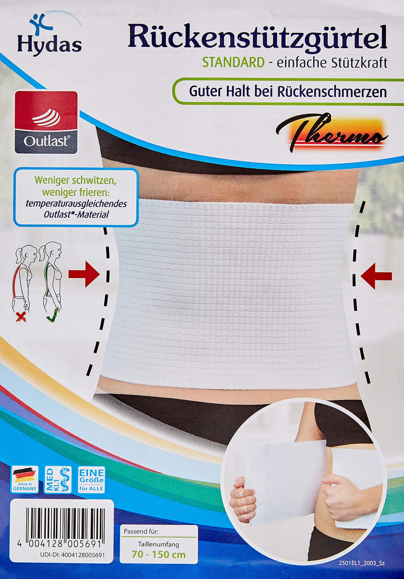 Hydas back support bandage standard, belt for a healthy back and correct posture, bandage for mild back pain (simple support) white - NewNest Australia