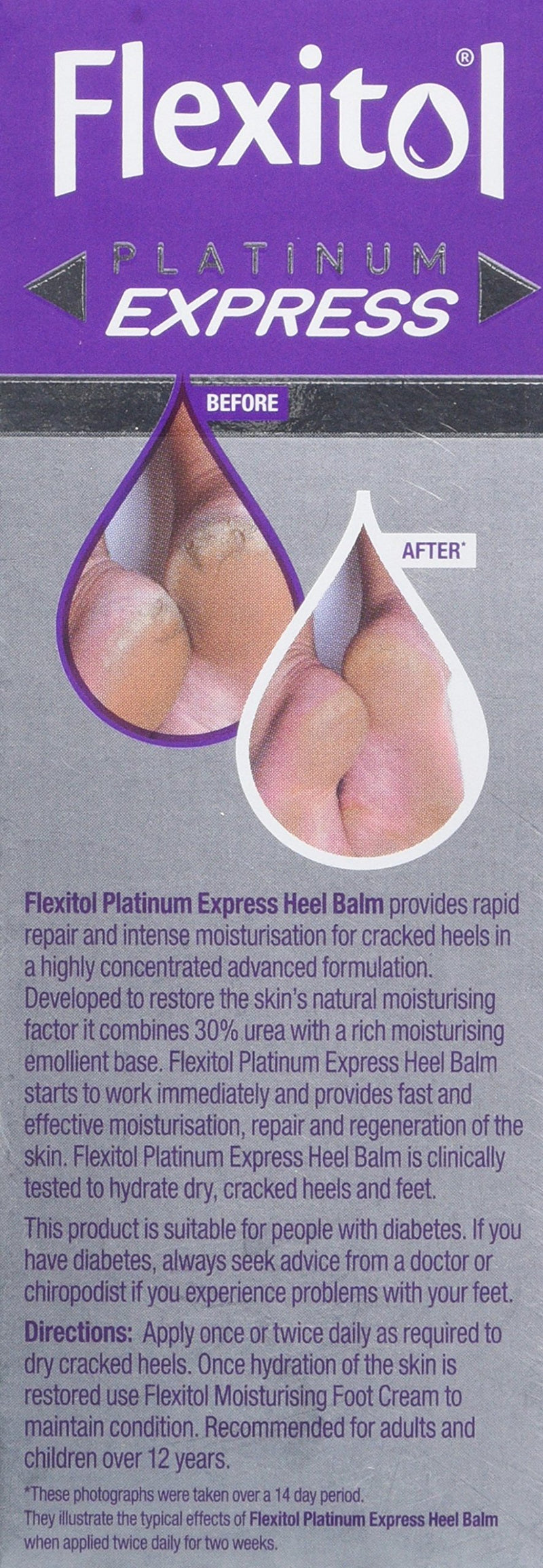 Flexitol Platinum Express Heel Balm, Rapid Repair for Cracked Heels and Dry Feet - 50 g - NewNest Australia