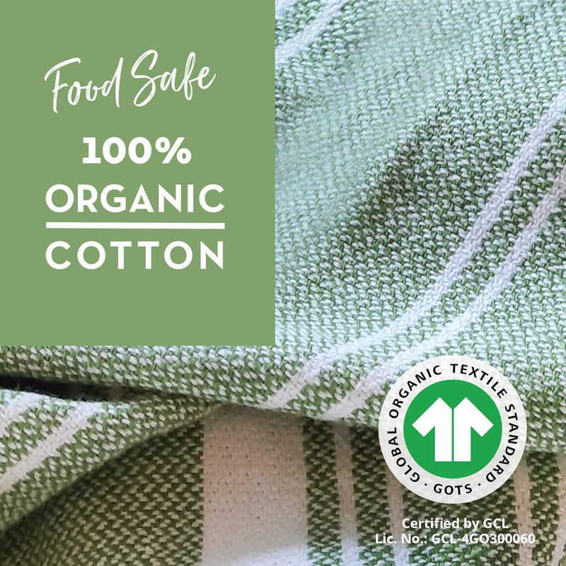 Big Thirsty Dish Towels - Organic Cotton Super Absorbent Kitchen Towels, Set of 4, Green and White Stripe  Soft Weave Machine Washable Tea Towels - 25 x 19 - NewNest Australia