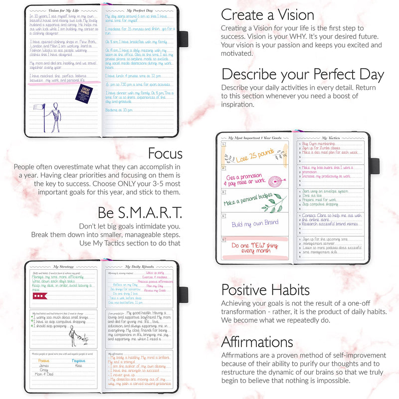 GoGirl Planner and Organizer for Women – Pocket Size Weekly Planner, Goals Journal & Agenda to Improve Time Management, Productivity & Live Happier. Undated – Start Anytime, Lasts 1 Year - Black Pocket (3.5'' x 6.2'') - NewNest Australia