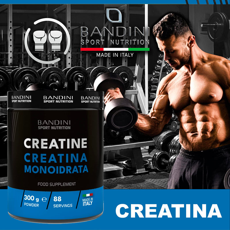 Bandini Creatine Monohydrate Mercury-Free Powder 300 G Pure - High Dose Creatine - Supplement For Training, Sports, Gym And Pre-Workout - Creatine Without Additives - 100% Vegan - Supply For 88 Days - NewNest Australia
