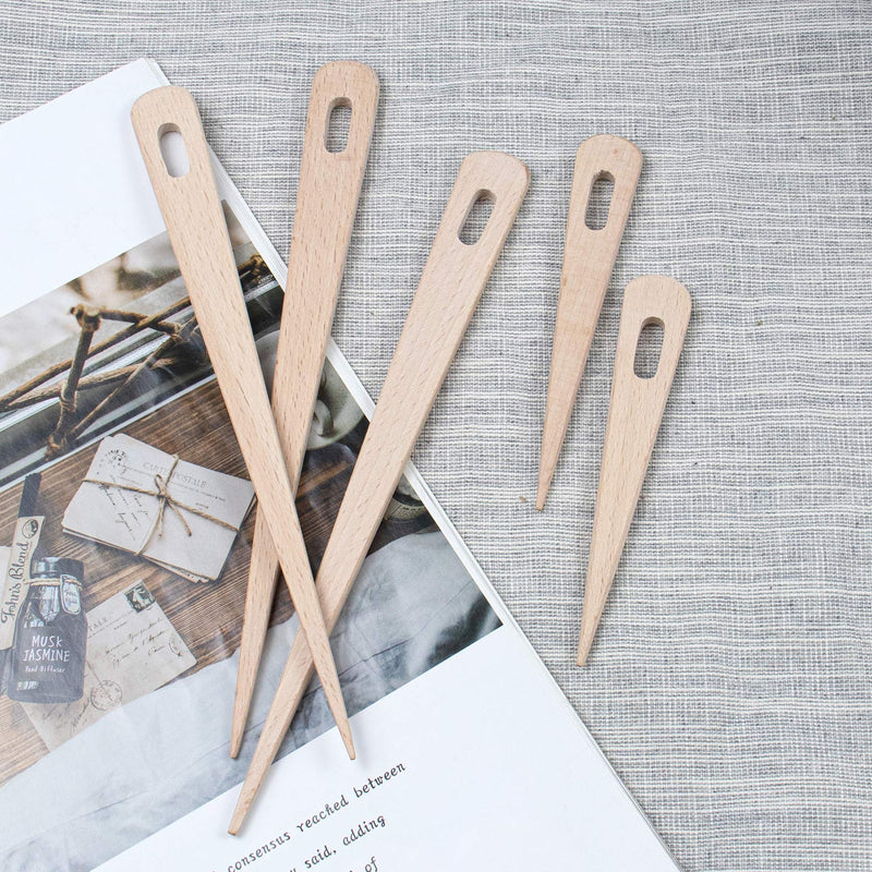 AUEAR, 5 Pack Wood Weaving Crochet Needle Wooden Hand Loom Stick Tapestry Sewing Making DIY Crafts Tools - NewNest Australia